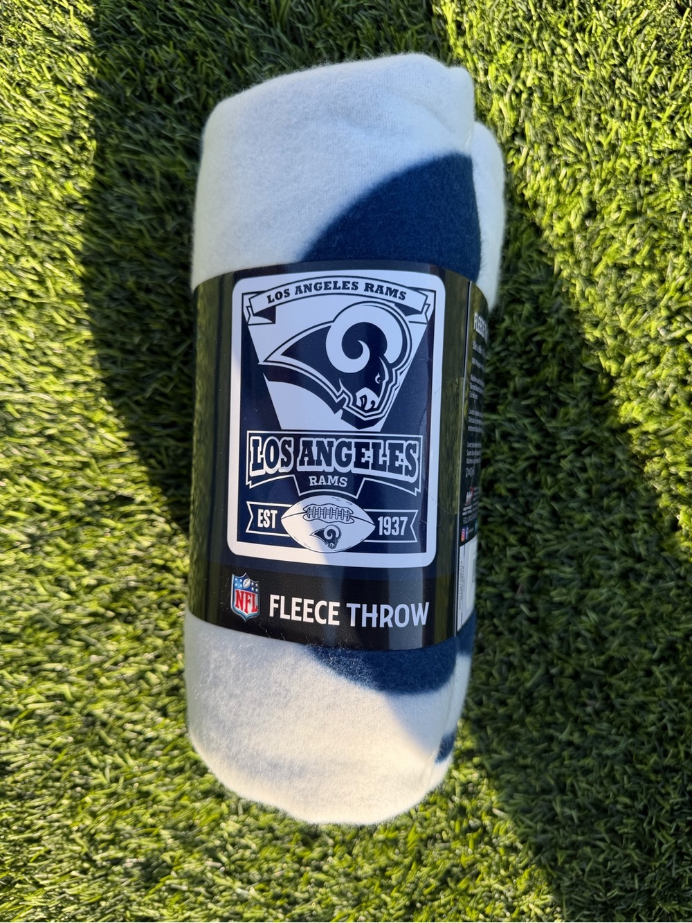 NFL Los Angeles Rams Navy and White Fleece Throw